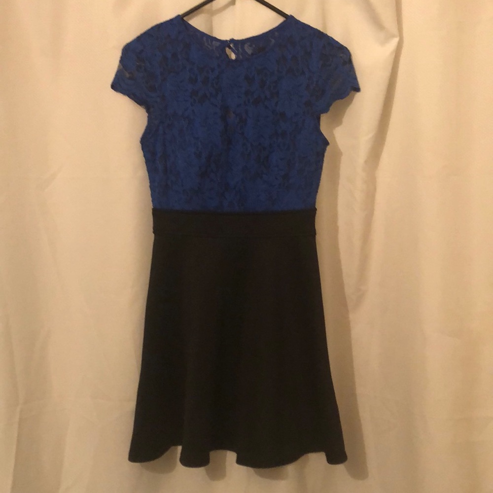 Royal Blue Lace & Black Dress